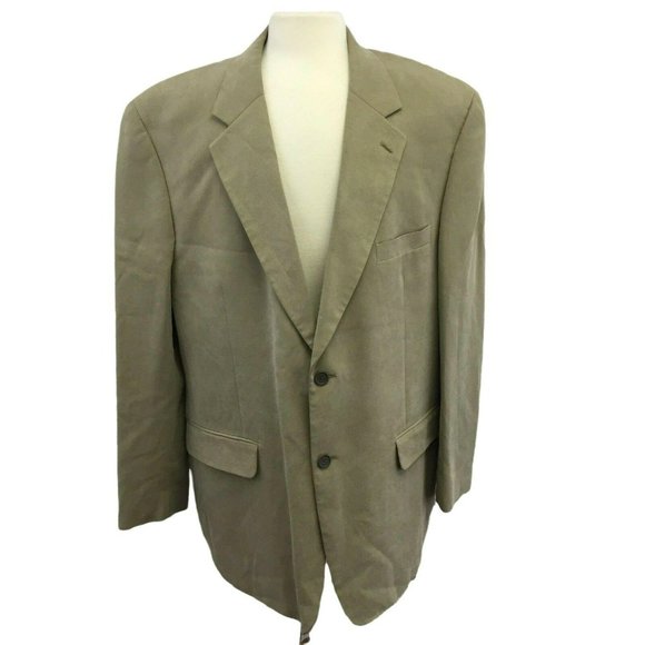 Alfani Suit Jacket Blazer Sports Coat Mens 46R Tan Beige Khaki 46 Regular - Picture 1 of 11